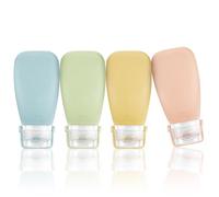 Vilomdur 4 Pezzi Flaconi da Viaggio in Silicone, 90 ml Contenitori Viaggio Liquidi, Boccette da Viaggio Portatili, Ricaricabili Bottiglie da Viaggio in Silicone, per Cosmetici, Lozioni, Creme, Shampoo