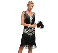 VILOREE Abito da donna in stile retrò anni '20, pieno di paillettes, scollo a V, per feste a tema Great Gatsby, S