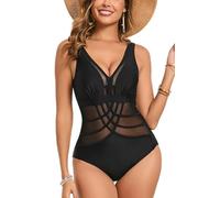 Viloree Costume da bagno da donna, 1 pezzo, sexy, con scollo a V, controllo della pancia, push up, imbottito, Nero (126), 3XL