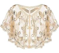 Viloree Scialli anni '20 paillettes perline mantello da sera per le donne retrò avvolge sciarpa per festa di nozze abito da sposa, Beige (57), Taglia unica