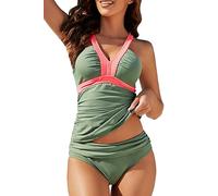 Viloree Tankini Donna Mare Costume da Bagno Costumi Piscina Donna Bikini Donna Due Pezzi Tankini Push Up Verde (N102) M