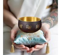 ViLoSa Set di campane tibetane per meditazione, realizzate a mano in Nepal con attaccante e cuscino, migliora lo yoga, la meditazione, la consapevolezza della preghiera e il sollievo dallo stress