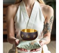 ViLoSa Set di campane tibetane per meditazione, realizzate a mano in Nepal con attaccante e cuscino, migliora lo yoga, la meditazione, la consapevolezza della preghiera e il sollievo dallo stress