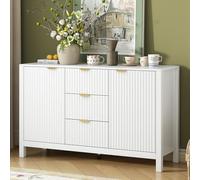 VilroCaz Moderno armadietto da buffet con motivo a onde, grande armadio con 2 ante e 3 cassetti, credenza in legno con accento per ingresso, tavolo consolle per cucina, sala da pranzo e soggiorno