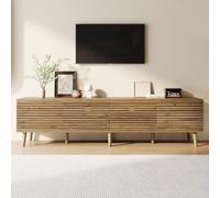VILUXE Mobile basso per TV, 180 cm, con 4 ante e gestione dei cavi, colore | Moderno mobile TV basso da 180 cm con 4 ante push-to-open, 6 vani, passacavi e pannello frontale a lamelle