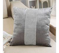 Vilygret Confezione da 2 federe per cuscino con paillettes, eleganti strass di strass, per matrimoni, feste, Natale, Ringraziamento, divano, letto, 40 x 40 cm, grigio