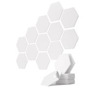 vilz 12 assorbitori acustici in feltro riciclato, pannelli acustici autoadesivi, pannelli esagonali bianchi, 250 x 215 x 9 mm