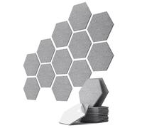 vilz Hexagon - Pannelli acustici autoadesivi, 12 pezzi, in feltro riciclato, pannelli da parete esagonali, colore grigio (25 x 21,5 x 0,9 cm)