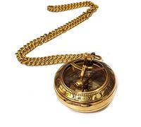 Vimal Nautical1.5", Bussola tascabile dorata in ottone lucido meridiana bussola con catena regalo amante