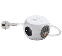 Vimar 00445.FR.CC.B Multipresa 3 prese FR 3 USB ricarica wireless cavo 1,5m | Multipresa 16 A con 3 prese SICURY, 3 USB, ricarica wireless Qi, interruttore luminoso e cavo da 1,5 m