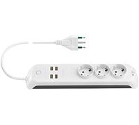 Vimar 00447.CC.B Multipresa smart Wifi, compatibile con Alexa e Google home, 3 uscite Schuko, 4 USB A, spina 16A, controllo vocale o remoto con App View