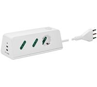 VIMAR 00604.CC.B Presa multipla da scrivania con interruttore e cavo 2m, 1 uscita SICURY universale, 2 uscite SICURY standard italiano, 2 USB A e 1 USB C, spina 16A, bianco
