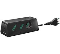 Vimar 00604.CC Presa multipla da scrivania con interruttore e cavo 2m, 1 uscita SICURY universale, 2 uscite SICURY standard italiano, 2 uscite USB A e 1 uscita USB C, spina 16A standard italiano, nero