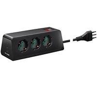 VIMAR 00608.CC Presa multipla da scrivania con interruttore automatico di protezione e cavo 2m, 3 uscite SICURY universali standard italiano, 2 uscite USB A e 1 USB C, spina 10A, nero