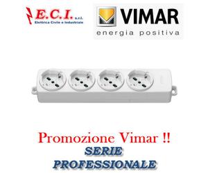 VIMAR 01291.NC.B MULTIPRESA CIABATTA UNIVERSALE 4 POSTI SENZA CAVO PROFESSIONALE