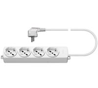 VIMAR 01292.CK.B Presa mobile multipla con 4 uscite SICURY universali, cavo da 2 m, spina grande 2P+T 16 A combinata standard tedesco e francese, bianco