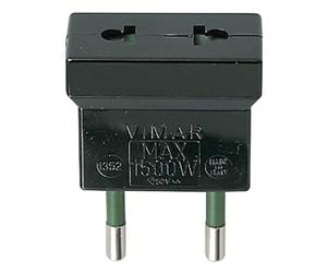 Vimar 01352 Adattatore semplice con sistema SICURY 250 V~, max 1500 W, spina 2P S10 - presa 2P, colore nero