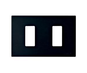 VIMAR 08636.N 8000 Placca 2 moduli standard, alluminio anodizzato, per scatole da incasso rettangolari unificate 3 moduli, fissaggio a scatto, nero. Per supporto 08531