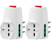 Vimar 0P00331.B Adattatore multiplo universale con sistema SICURY, S17, 2P17/11, Interruttore, Bianco (Confezione da 2)