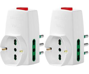 Vimar 0P00331.B Adattatore multiplo universale con sistema SICURY, S17, 2P17/11, Interruttore, Bianco (Confezione da 2)