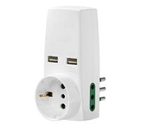 Vimar 0P00332.B Adattatore, S11, 2P11, P30, Due USB, Bianco