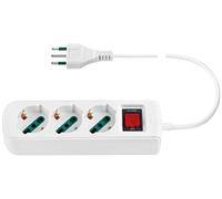 Vimar 0R00637.CC.B Presa multipla con interruttore automatico di protezione e cavo da 1,5 m, 3 uscite SICURY universale standard italiano, spina 10 A standard italiano, bianco