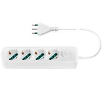 Vimar 0R00641.CC.B Presa multipla con interruttore e cavo da 1,5 m, 4 uscite SICURY universale standard italiano, spina 16 A standard italiano, bianco