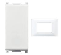 Vimar 0R14000 Interruttore 1P 10Ax, 1 Pezzo, Bianco + Vimar 14653.01 Placca 3 moduli in tecnopolimero, Bianco, 12 x 8 x 0.9 cm, 1 pezzo