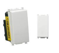 Vimar 0R14004 Plana Deviatore Elettrico illuminabile 1P 10AX Bianco, 1 Pezzo & 0R14000 Interruttore 1P 10Ax, 1 Pezzo, Bianco