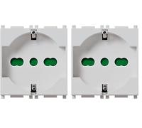 Vimar 0R14210.SL Plana Silver Presa a muro universale con protezione SICURY, 2P+T 16A, Argento (Confezione da 2)