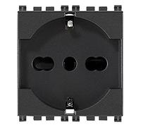 Vimar 0R19210 Arlké Presa con sistema SICURY 2P+T 16A 250V Universale, dimensione 4,48 x 4,9 x 2.6 cm, nero