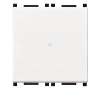 Vimar 14104.2 Plana Deviatore 1P 10 AX 250 V~ assiale illuminabile, tasto sostituibile, bianco - 2 moduli. Max 100 W per lampade con alimentatore integrato (IEC 60669-1:2017)