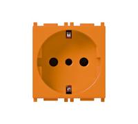Vimar 14209.A Plana Presa SICURY 2P+T 16 A 250 V~ standard italiano tipo P30 (contatti di terra laterali e centrale), arancione - 2 moduli