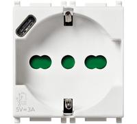 VIMAR 14210.USB Plana presa 2 moduli SICURY 2P+T 16 A 250 V universale (H9p)
