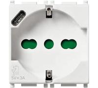 Presa universale Vimar Plana 2P+T 16A e USB C bianco 14210.USB