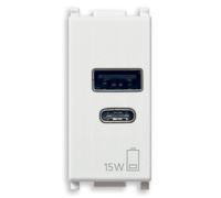 Vimar 14292.AC.15 Plana Presa USB C, 15W 5V per ricarica, 1M, bianco