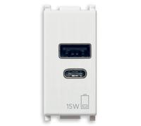 Vimar 14292.AC.15 Plana Presa USB C, 15W 5V per ricarica, 1M, bianco