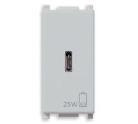 Vimar 14292.C.25.SL Plana Alimentatore USB da 25 W per dispositivi elettronici, uscita USB C, tecnologia Power Delivery