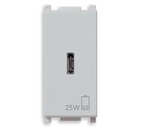 Vimar 14292.C.25.SL Plana Presa USB C PD 25W per ricarica, 1 modulo, silver