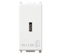 Vimar 14292.C Plana Presa USB 5 V 1,5 A - alimentatore per dispositivi elettronici, 1 uscita USB tipo C, alimentazione 120-240 V~ 50/60 Hz, bianco