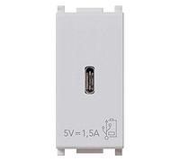 Vimar 14292.C.SL Plana Presa USB 5 V 1,5 A - Alimentatore per dispositivi elettronici, 1 uscita USB tipo C, alimentazione 120-240 V~ 50/60 Hz, Silver