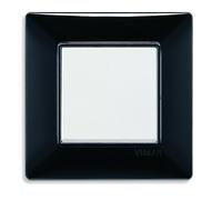 Vimar Placca 2 moduli Plana 14642.05 per scatola rotonda, tecnopolimero nero lucido 8 x 8 x 0.9 cm