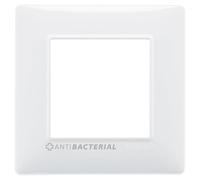 VIMAR 14642.AB.01 PLANA Placca 2 moduli in tecnopolimero, materiale antibatterico, 8x8x0.9 cm, bianco