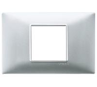 Vimar 14652.20 Plana placca 2 moduli centrali, 12x8x0.9cm, argento opaco