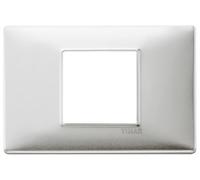 VIMAR 14652.81 PLANA Placca 2 moduli centrali, in metallo, dimensioni 12 x 8 x 0.9 cm, colore alluminio spazzolato