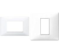 Vimar 14653.01 Placca 3 moduli in tecnopolimero, Bianco, 12 x 8 x 0.9 cm, 1 pezzo + Vimar Placca 1 m, Bianco