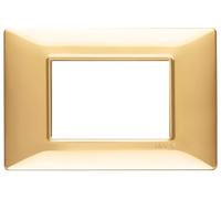 VIMAR 14653.24 PLACCA 3 MODULI ORO LUCIDO SERIE PLANA ( ORIGINALE )