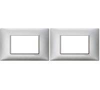 VIMAR 14653.71 Serie Plana Placca 3 Moduli Argento Metallizzato, 120 x 80 x 9 mm (Confezione da 2)