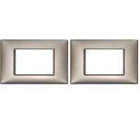 VIMAR 14653.74 PLANA Placca 3 moduli, in metallo, di dimensioni 12 x 8 x 0.9 cm, colore nichel perlato (Confezione da 2)
