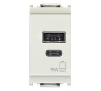Vimar 16292.AC.15.B Idea presa USB C 15W per ricarica da incasso 1m | Vimar 16292.AC.15.B Idea Alimentatore USB 15 W 3 A 5 V per dispositivi elettronici, uscite USB A e USB C